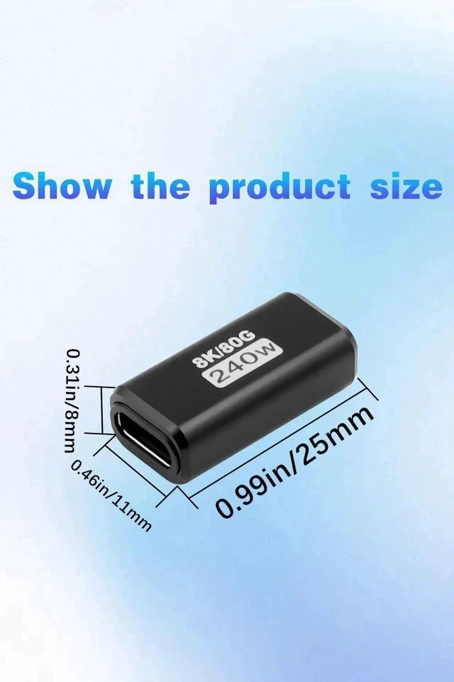 Alt view image 3 of 7 - 80Gbps USB C Female to Female Adapter (240W Fast Charging and 8K@60Hz Video) USB C Coupler Bidirectional Converter for iPad, MacBook,Thunderbolt 5/4 and Type-C Devices (2Pack)