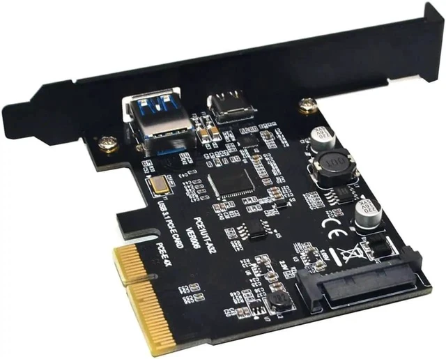 Alt view image 5 of 5 - Add On Card USB 3.1 Type C PCIe Expansion Card PCI-e to 1 Type C and 1 Type A 3.0 USB Adapter PCI Express Riser Card For Desktop