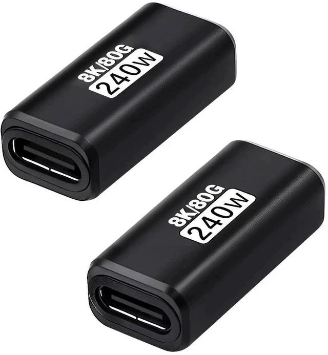 Main image of 80Gbps USB C Female to Female Adapter (240W Fast Charging and 8K@60Hz Video) USB C Coupler Bidirectional Converter for iPad, MacBook,Thunderbolt 5/4 and Type-C Devices (2Pack)