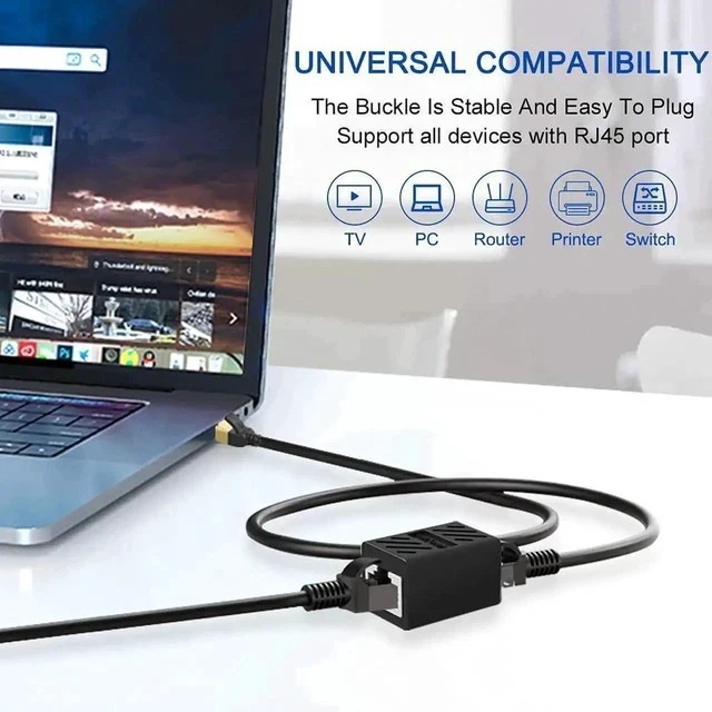 Alt view image 5 of 6 - 3 Pack Black Gigabit RJ45 In-Line Coupler, Female to Female Ethernet Cable Extender Connector, Compatible with Cat5/Cat5e/Cat6/Cat7/Cat8 LAN Cables
