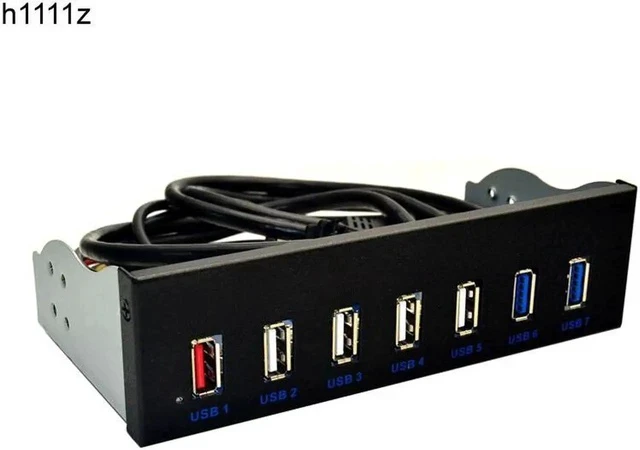Alt view image 2 of 4 - 5.25inch 19in to 2Ports USB3.0 4Ports USB2.0 Optical Drive Front Panel USB Hub Fast Changer BC1.2 Connector for Computer Desktop