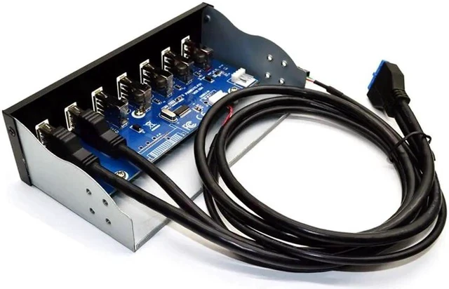 Alt view image 4 of 4 - 5.25inch 19in to 2Ports USB3.0 4Ports USB2.0 Optical Drive Front Panel USB Hub Fast Changer BC1.2 Connector for Computer Desktop