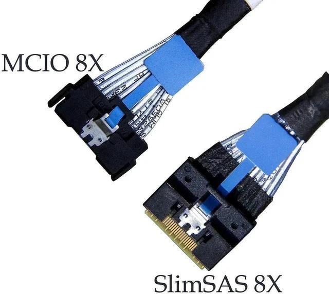 Alt view image 7 of 7 - PCIe Gen5 MCIO x8 to x8 Straight Cable, 74Pin Mini Cool Edge IO Double Male to Male Interconnect Cable, 100CM