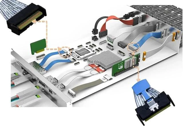 Alt view image 6 of 7 - PCIe Gen5 MCIO x8 to x8 Straight Cable, 74Pin Mini Cool Edge IO Double Male to Male Interconnect Cable, 100CM