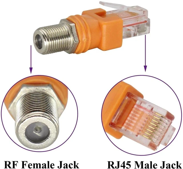 Alt view image 2 of 7 - RF Female to RJ45 Male Ethernet Coaxial Barrel Converter Adapter,RF to RJ45 Converter for Most line Tester,line Detector,line Finder and Other Detection Equipment.(2 Packs/Female-Male)