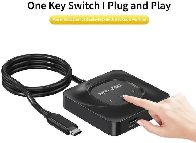Alt view image 6 of 7 - MT-VIKI Bi-Directional USB-C Switch 2 In 1 Out / 1 In 2 Out, Support 8K@60Hz / 4K@120Hz Video, 10Gbps Data & 100W PD Fast Charging