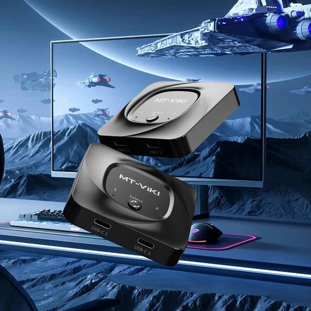 Alt view image 7 of 7 - MT-VIKI Bi-Directional USB-C Switch 2 In 1 Out / 1 In 2 Out, Support 8K@60Hz / 4K@120Hz Video, 10Gbps Data & 100W PD Fast Charging