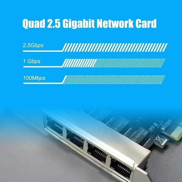 Alt view image 2 of 7 - LE8445 4-Port 2.5Gb PCIe Network Card for Desktop PC, 2500/1000/100Mbps Gigabit Ethernet RJ45 LAN Port, PCIE X4 Interface, Regular & Low Profile Bracket