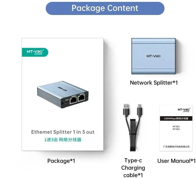 Alt view image 3 of 6 - MT-VIKI 1 to 3 Gigabit Ethernet Splitter, 1000Mbps Dual RJ45 LAN Splitter Adapter, Supports Cat5/Cat5e/Cat6/Cat7/Cat8 Cables, Connect 3 Devices At Once