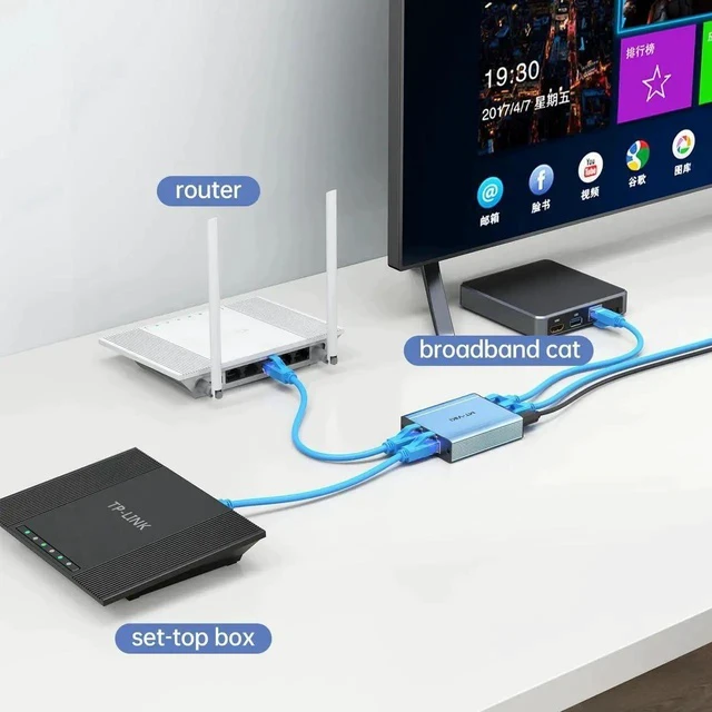 Alt view image 5 of 6 - MT-VIKI 1 to 3 Gigabit Ethernet Splitter, 1000Mbps Dual RJ45 LAN Splitter Adapter, Supports Cat5/Cat5e/Cat6/Cat7/Cat8 Cables, Connect 3 Devices At Once