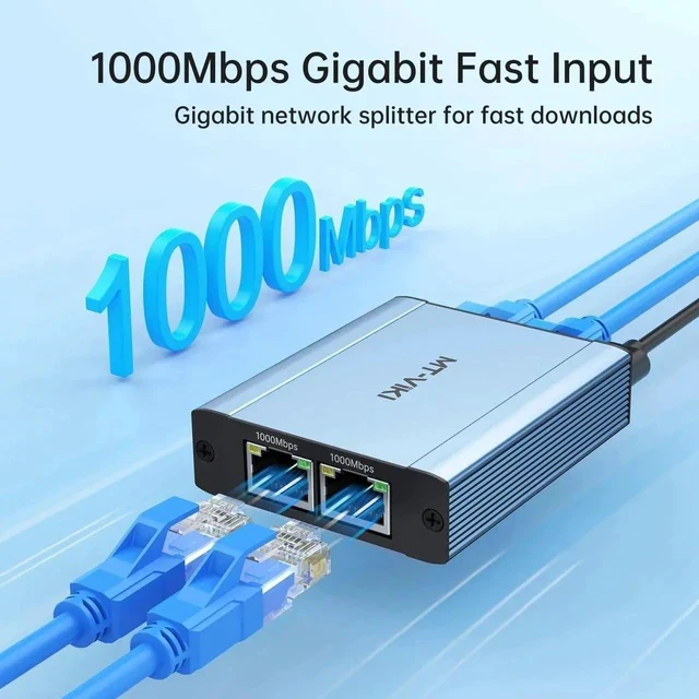 Alt view image 6 of 6 - MT-VIKI 1 to 3 Gigabit Ethernet Splitter, 1000Mbps Dual RJ45 LAN Splitter Adapter, Supports Cat5/Cat5e/Cat6/Cat7/Cat8 Cables, Connect 3 Devices At Once