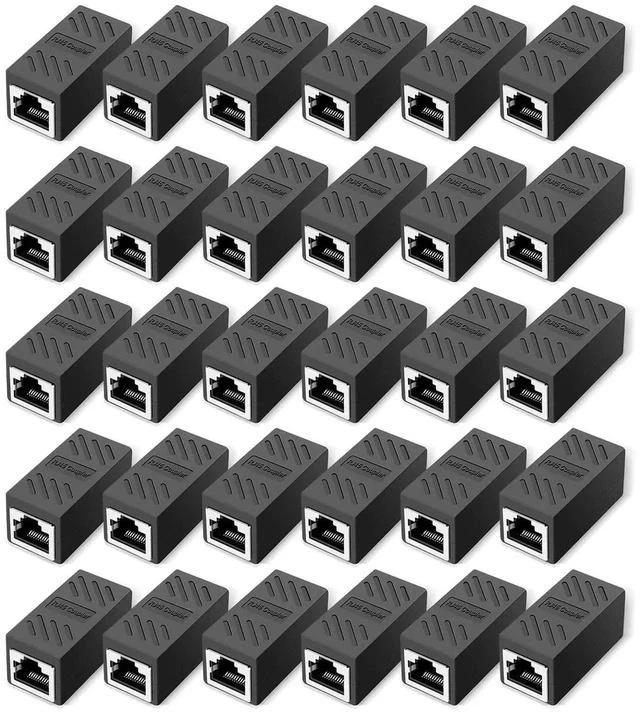 Main image of 30 Pack RJ45 Female to Female Inline Ethernet Coupler, Black Network Cable Extender Connector Compatible with Cat5/Cat5e/Cat6/Cat7/Cat8 Ethernet Wires