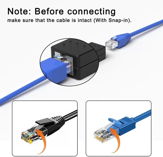 Alt view image 6 of 7 - 30 Pack RJ45 Female to Female Inline Ethernet Coupler, Black Network Cable Extender Connector Compatible with Cat5/Cat5e/Cat6/Cat7/Cat8 Ethernet Wires