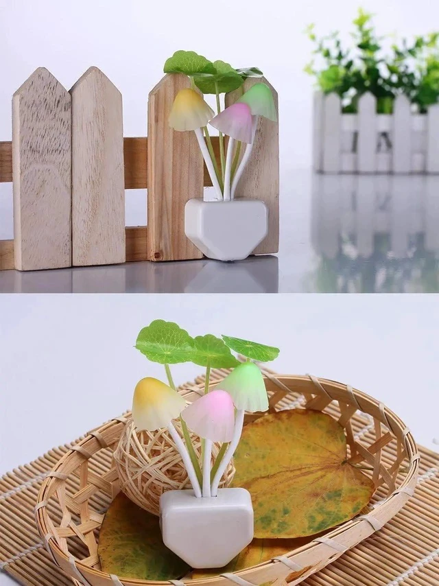 Alt view image 2 of 7 - Gemdeck Sensor Led Night Light, Color Changing Plug-in LED Mushroom Dream Bed Lamp