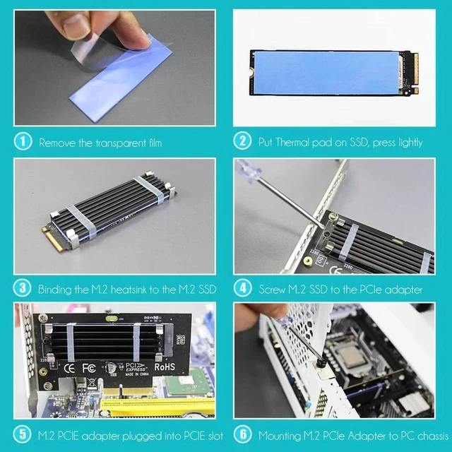 Alt view image 7 of 7 - PA09-HS M.2 NVMe to PCIe 4.0 X4 Adapter with M.2 Heatsink for M.2 NVMe SSD