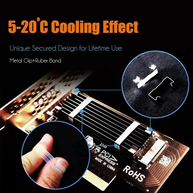 Alt view image 6 of 7 - PA09-HS M.2 NVMe to PCIe 4.0 X4 Adapter with M.2 Heatsink for M.2 NVMe SSD