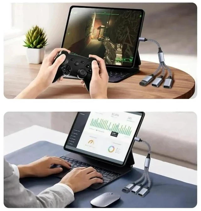 Alt view image 3 of 6 - 1 to 3 USB 3.0 Cable Adapter Y Splitter Cable USB Power Fast Charging USB2.0 Male to 3 Female
