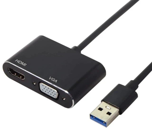 Alt view image 2 of 5 - USB 3.0/2.0 to HDMI VGA Dual Display Adapter Cable, External USB Video Graphics Card Compatible with Windows & Mac Laptops