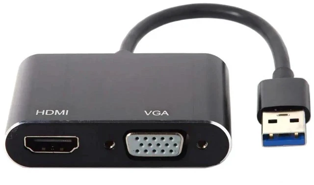 Alt view image 3 of 5 - USB 3.0/2.0 to HDMI VGA Dual Display Adapter Cable, External USB Video Graphics Card Compatible with Windows & Mac Laptops