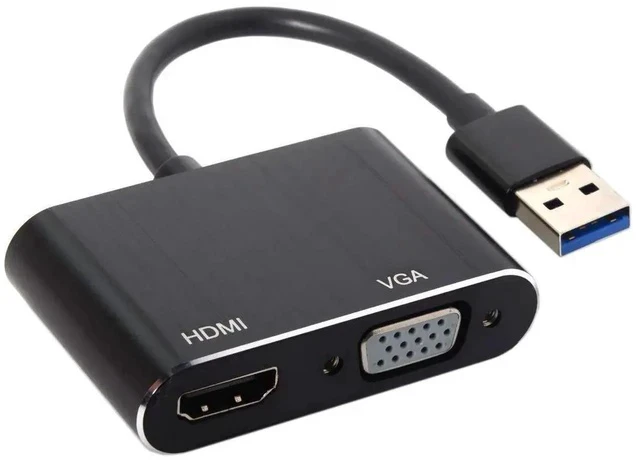 Alt view image 5 of 5 - USB 3.0/2.0 to HDMI VGA Dual Display Adapter Cable, External USB Video Graphics Card Compatible with Windows & Mac Laptops