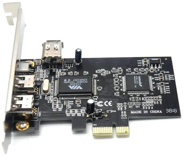 Alt view image 3 of 3 - PCIe x1 3-Port IEEE 1394A FireWire Expansion Card, PCI Express 1394 Controller with 2×6-Pin +1×4-Pin External Ports, Full & Low Profile Brackets for Desktop, DV Camcorder Video Capture & Legacy FireWi