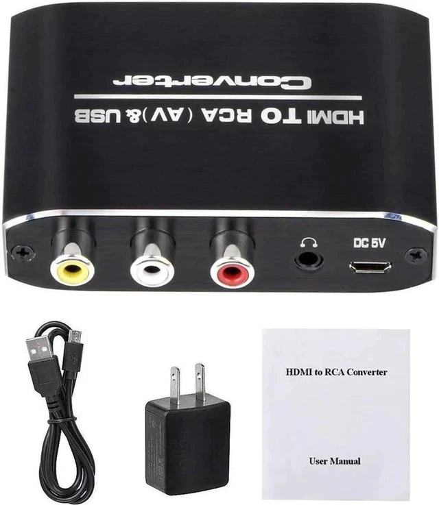 Alt view image 3 of 6 - HDMI to 3 RCA Converter with 3.5mm Aux Audio Adapter HDMI Svideo Adapter, HDMI to Composite AV CVBS Converter, HDMI in RCA + 3.5mm Aux Audio Out Converter(Aluminum)