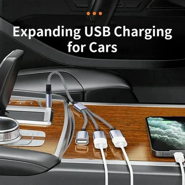 Alt view image 5 of 6 - 1 to 3 USB 3.0 Cable Adapter Y Splitter Cable USB Power Fast Charging USB2.0 Male to 3 Female