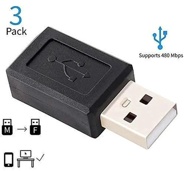 Alt view image 4 of 7 - Mini USB Adaptor USB 2.0 A Male to USB Micro Female Converter (3 Pack)