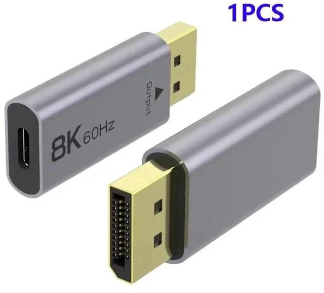 Alt view image 3 of 4 - USB-C to DisplayPort 8K Adapter - 1008P HD for MacBook Pro, Mac Air, Chromebook Pixel (Silver)