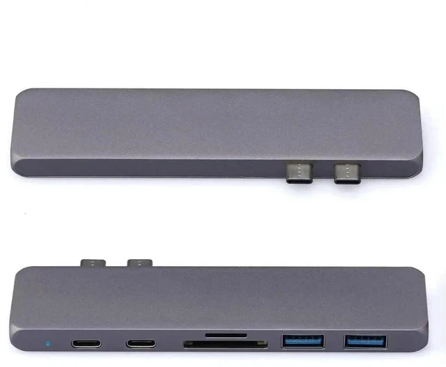 Alt view image 2 of 5 - 7-in-1 USB-C Multiport Hub Adapter with 4K HDMI, Dual USB 3.0, Dual USB-C Data Ports, SD & TF Card Reader, Compatible with MacBook Pro/Air, iMac, Mac Mini, iPhone 15 Series