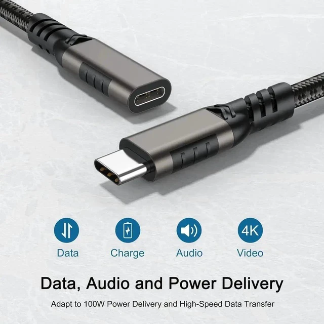 Alt view image 5 of 6 - USB C Extension Cable, 6.6FT/2M USB 3.2 Gen2 10Gbps Type C Male to C Female Extender Cable, Nylon Braided USB-C Extension Cord Compatible Mac Book Air/Pro, USB C Hub