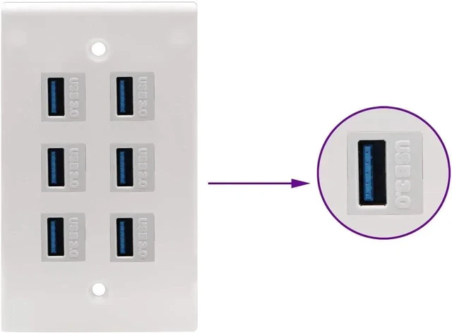Alt view image 5 of 6 - USB 3.0 A Keystone Adapter Female to Female USB 3.0 A Keystone Jack Insert Socket Coupler Adapter for Wall Plate Outlet Panel (White/5 Pack)