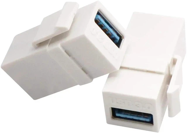 Alt view image 6 of 6 - USB 3.0 A Keystone Adapter Female to Female USB 3.0 A Keystone Jack Insert Socket Coupler Adapter for Wall Plate Outlet Panel (White/5 Pack)