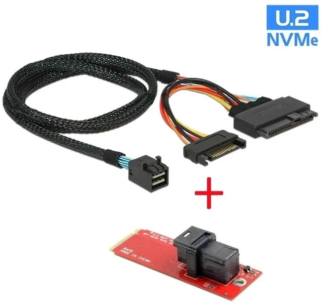 Alt view image 5 of 6 - SFF-8643 to U.2 SFF-8639 NVMe SSD Cable Kit with SFF-8643 to NGFF M.2 Adapter, PCIe 3.0 High Speed Storage Wire for Motherboard, Compatible with Intel SSD 750, P3600, P3700 U.2 Drives