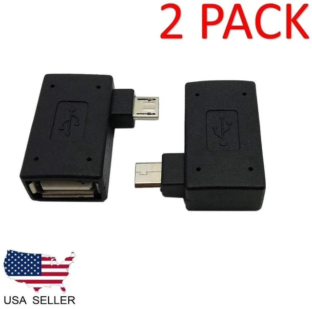 Alt view image 4 of 4 - OTG Adapter, 90 Right + Left Angle USB Port Adapter, Micro OTG, 2 Pack Compatible with Firestick 2nd Gen, 3rd Gen and 4K, Android Smartphones, Tablets, Rii,