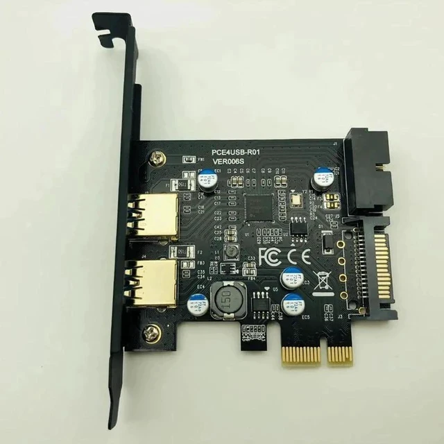 Alt view image 3 of 6 - Super Speed USB 3.0 PCI-E 2 Port PCI Express Expansion Card 19-Pin Power Connector for Desktops PC PCI Express USB 3.0 Cards