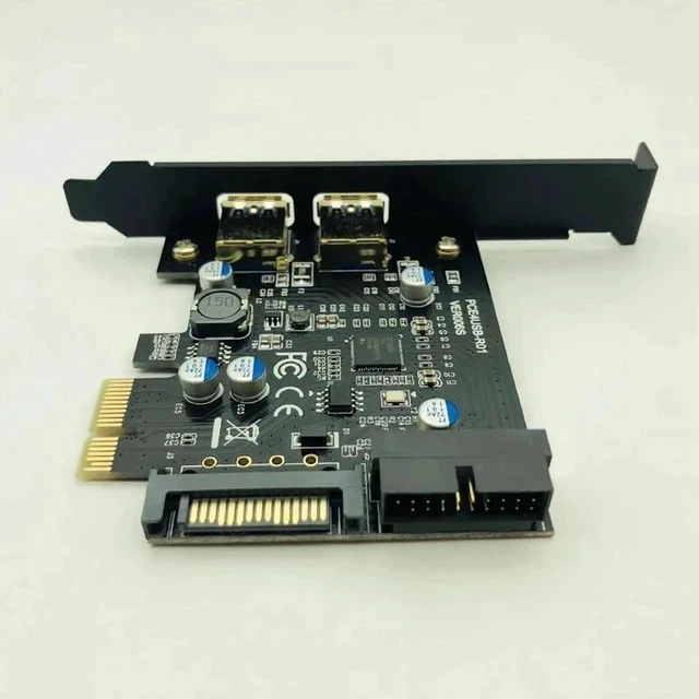 Alt view image 6 of 6 - Super Speed USB 3.0 PCI-E 2 Port PCI Express Expansion Card 19-Pin Power Connector for Desktops PC PCI Express USB 3.0 Cards