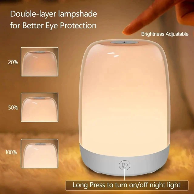 Alt view image 2 of 5 - Gemdeck Color Changing Nursery Night Light, Baby Night Light with Dimmable Warm Light, USB Bedside Night Light Lamp