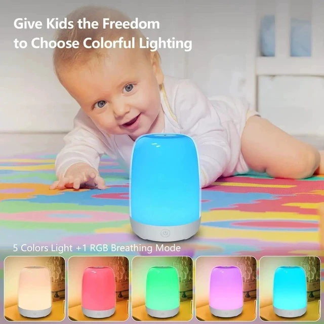 Alt view image 3 of 5 - Gemdeck Color Changing Nursery Night Light, Baby Night Light with Dimmable Warm Light, USB Bedside Night Light Lamp