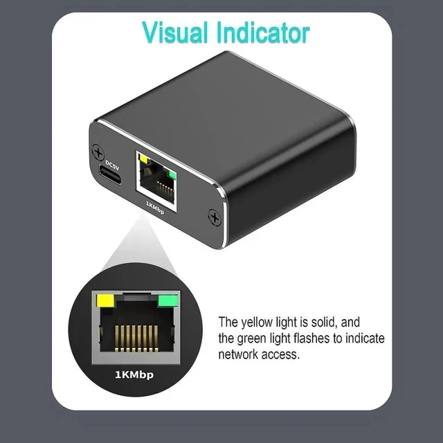 Alt view image 7 of 7 - Gigabit Ethernet Splitter 1 to 2 High Speed, 1000Mbps Ethernet Splitter 2 Devices Simultaneous Networking RJ45 Splitter Adapter with USB Power Cable, Internet Splitter for Cat5/5e/6/7/8 Cable