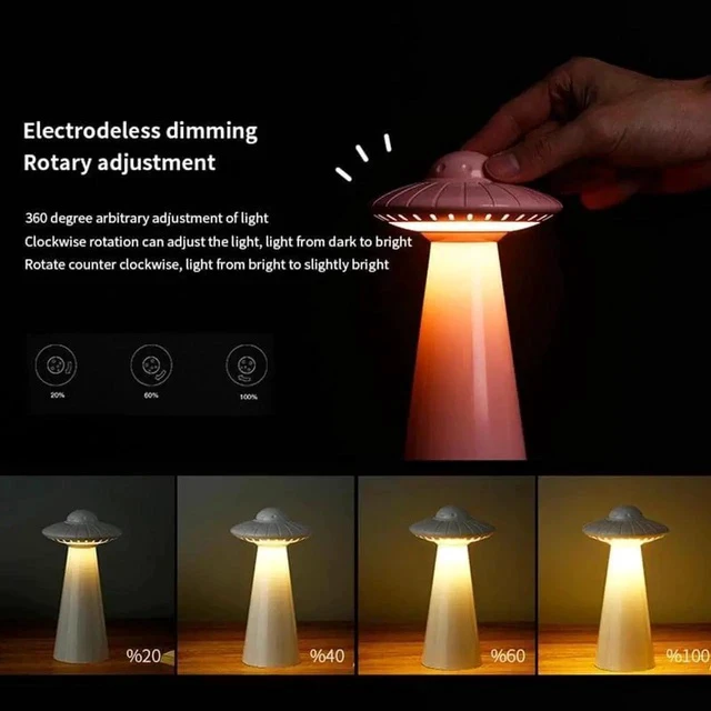 Alt view image 3 of 6 - Gemdeck Flying Saucer LED Table Lamp Eye Protection USB Rechargeable Dimming Atmosphere Light Reading Night Light Bedside Decor