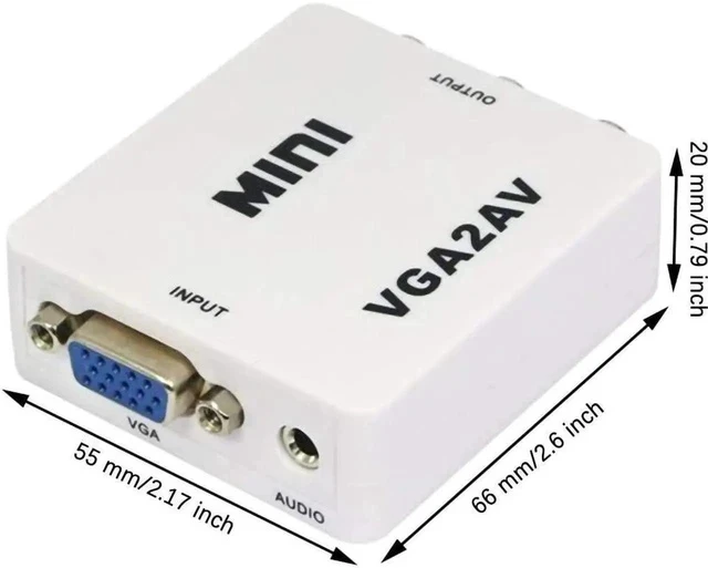 Alt view image 2 of 6 - VGA to AV Converter, 1080P VGA to RCA/AV/CVBS Conversion Device, Mini AV Composite Adapter with USB Power Cable, Suitable for PC/Projector/DVD