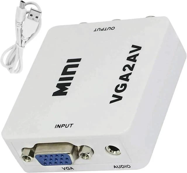 Main image of VGA to AV Converter, 1080P VGA to RCA/AV/CVBS Conversion Device, Mini AV Composite Adapter with USB Power Cable, Suitable for PC/Projector/DVD