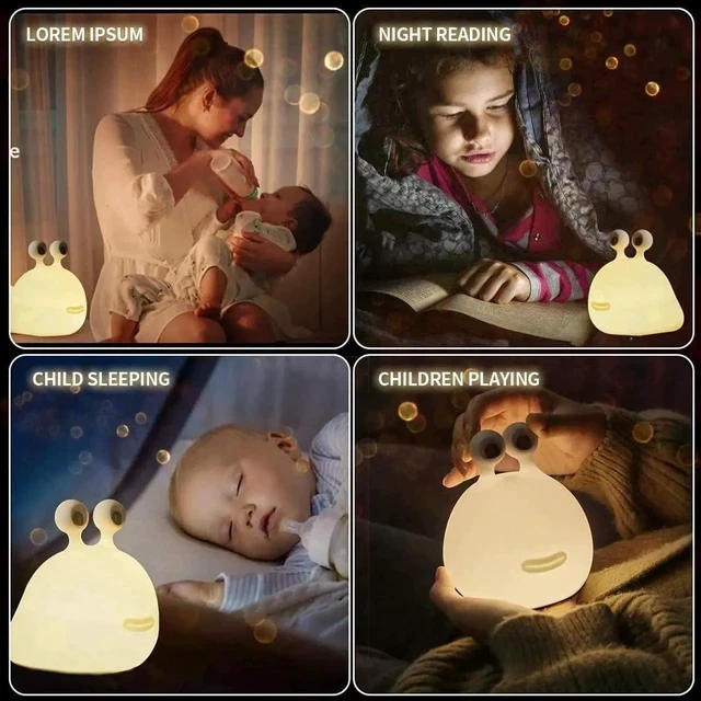Alt view image 3 of 4 - Gemdeck Slug Night Light, Silicone Night Light, Cute Animal Lamp for Baby with Touch