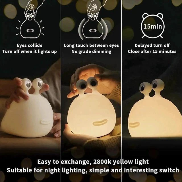 Alt view image 4 of 4 - Gemdeck Slug Night Light, Silicone Night Light, Cute Animal Lamp for Baby with Touch