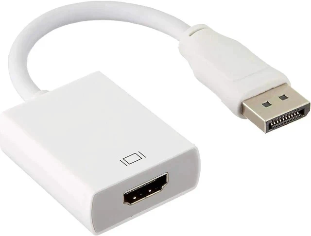 Alt view image 7 of 7 - DisplayPort to HDMI Adapter - Black MALE to FEMALE DP to HDMI Converter for DisplayPort Enabled Desktops and Laptops to Connect to HDMI Displays, White