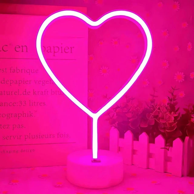 Alt view image 5 of 6 - Gemdeck Neon Heart Light Heart Neon Sign Pink Heart Led Light with Base