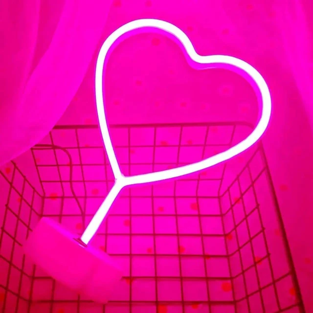 Alt view image 6 of 6 - Gemdeck Neon Heart Light Heart Neon Sign Pink Heart Led Light with Base