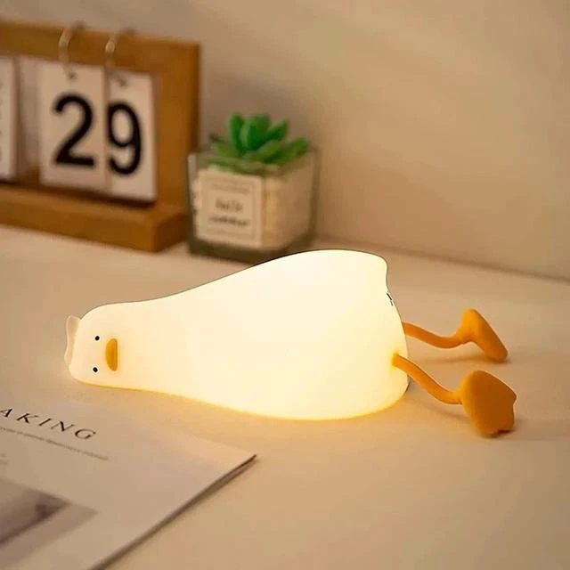 Main image of Gemdeck Lying Flat Duck Night Light, LED Squishy Duck Lamp, Silicone Dimmable Nightlight