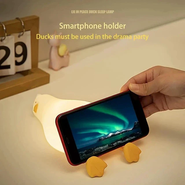 Alt view image 2 of 6 - Gemdeck Lying Flat Duck Night Light, LED Squishy Duck Lamp, Silicone Dimmable Nightlight
